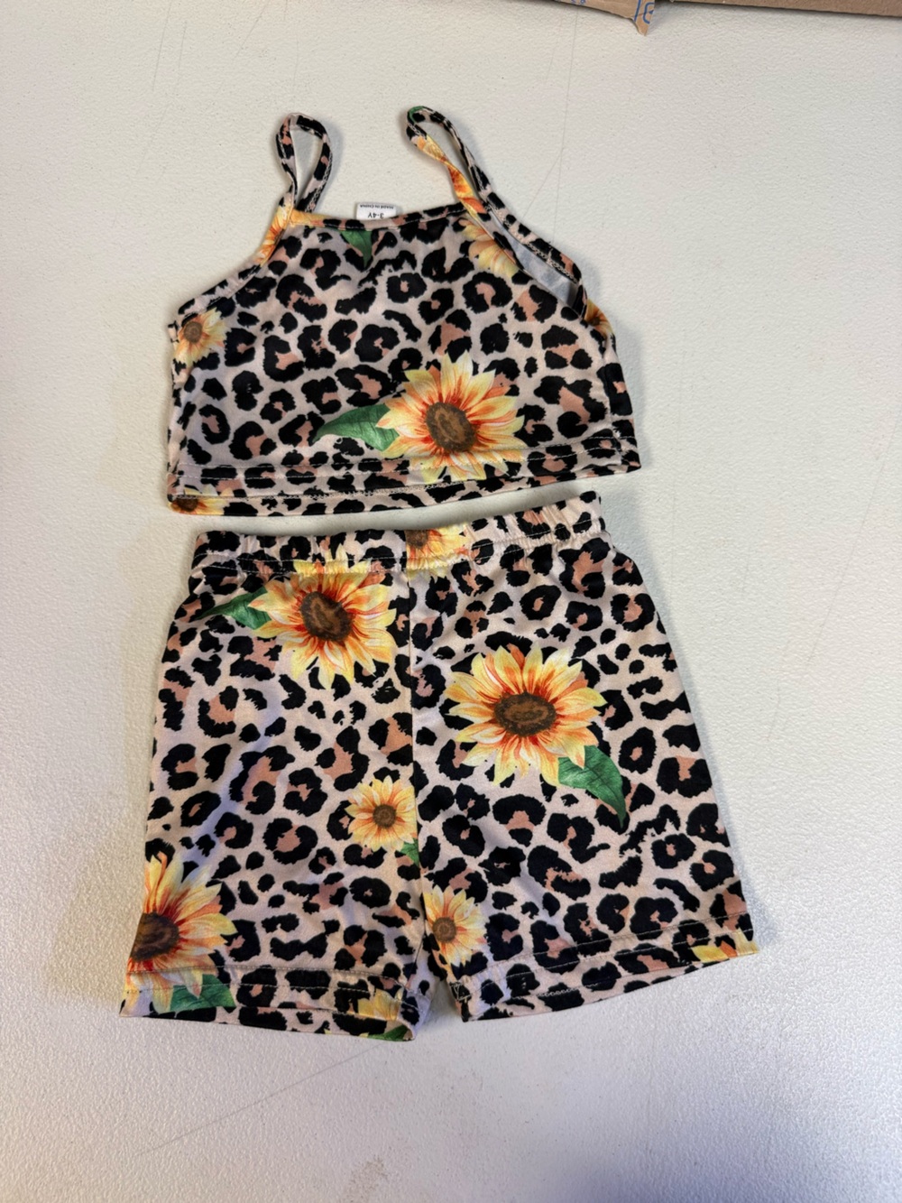 Sunflower Leopard Print Two-Piece Set - Yellow Sunflowers on Leopard